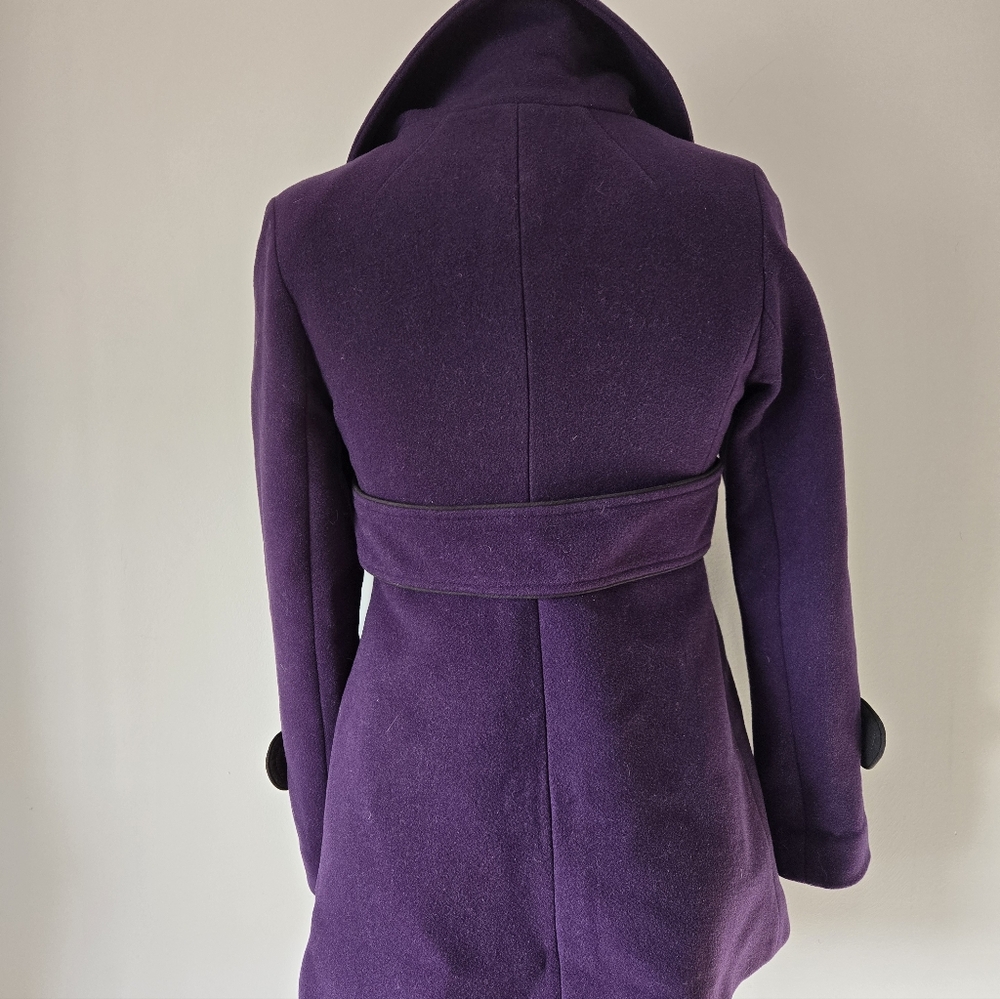 SOIA & KYO Purple Wool Blend thigh length Coat with Oversized buttons . Size XS - Picture 7 of 16
